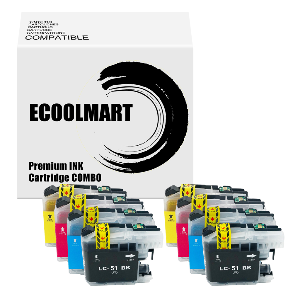 10 Cartucce D'inchiostro Compatibili LC51 Per Brother – 4 Nere + 2 Ciano + 2 Magenta + 2 Gialle