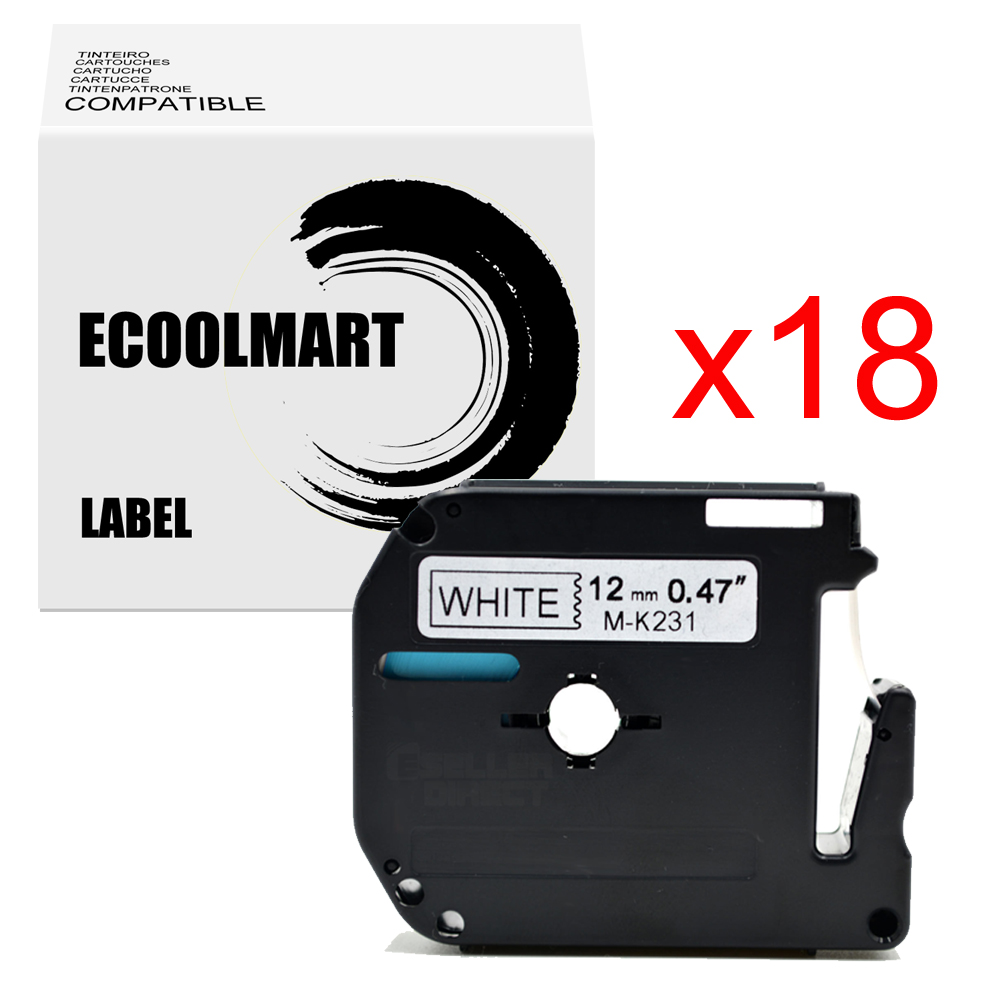 Label MK231 Compatible with Brother M-K231 P-Touch Tape 12mm Black On White - Picture 11 of 12